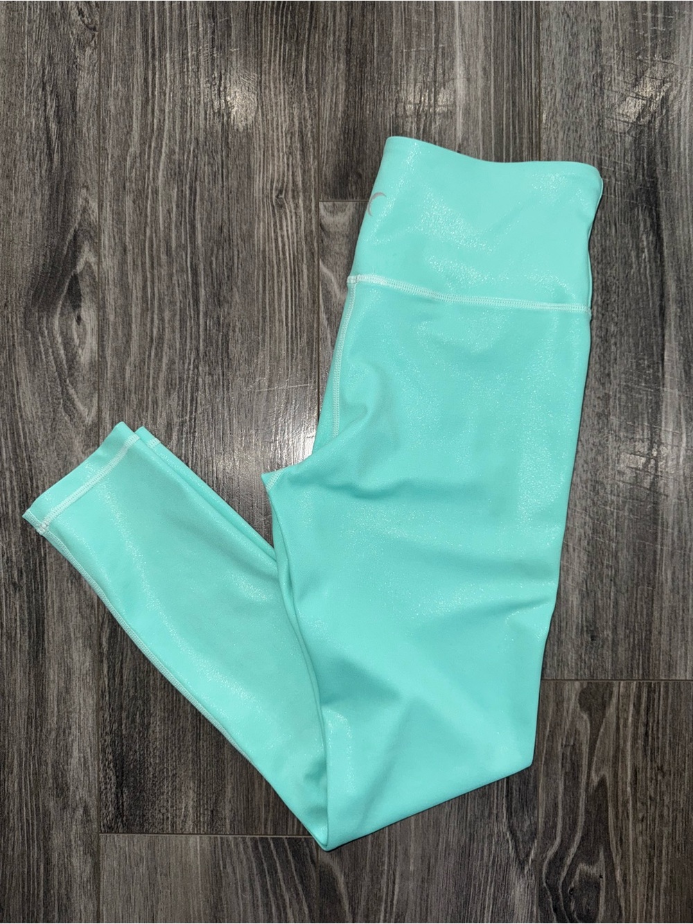 ZYIA Active Light n Tight Leggings Size 4 Seafoam Green Metallic 7/8 High Rise